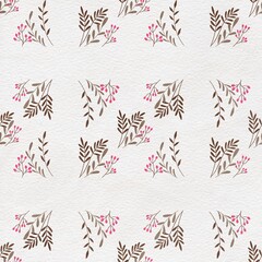 Seamless pattern in decorative ethnic style with brown  plants for backgrounds, wallpapers, covers, wallpapers, fabrics, materials.