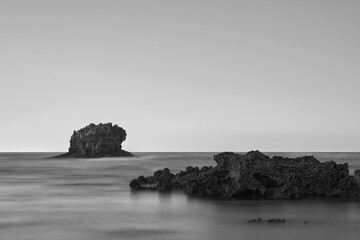 Toro beach Llanes, Asturias Spain. black and white rock formations