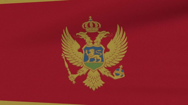 Loop Waving Flag Montenegro Land 3D Closeup