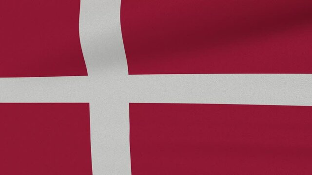 Loop Waving Flag Denmark Land 3D Closeup