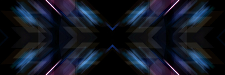 Luminous lines of an oblique cross. Abstract futuristic background.