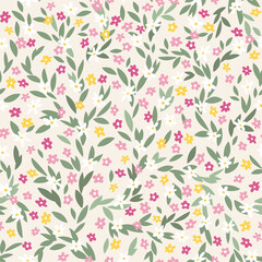 seamless pattern with cute little flowers. colorful vector illustration. vintage multicolored background, perfect for surface design, textile, stationery, wrapping paper, fabric, wallpaper, card