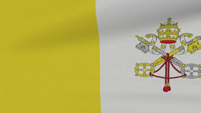 Loop Waving Flag Vatican Land 3D Closeup