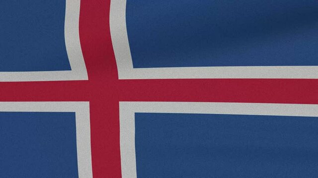 Loop Waving Flag Iceland Land 3D Closeup