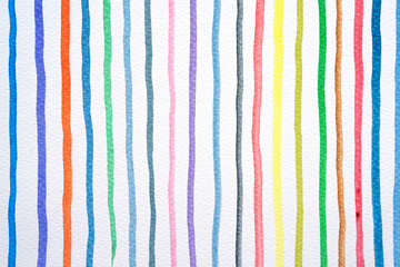 Abstract watercolor lines pattern background. Colorful watercolor painted brush strokes on white.