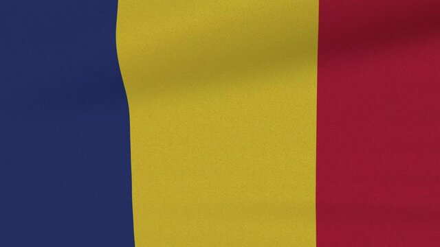 Loop Waving Flag Romania Land 3D Closeup
