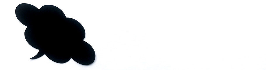 Banner with black speech bubble cloud on a white background with space for text