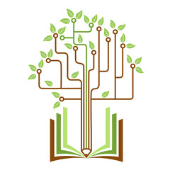 Book of Tree Logo. Vector illustration. Isolated on a white background.