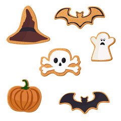 Fototapeta premium Beautiful gingerbread for Halloween. Vector illustration. Isolated on a white background