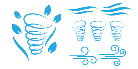 Wind blowing vector icon isolated on white background. Simple flat wind pictogram. Cold weather symbol black illustration. - Vector