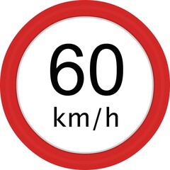Vector illustration traffic sign of maximum speed 60 kilometers per hour