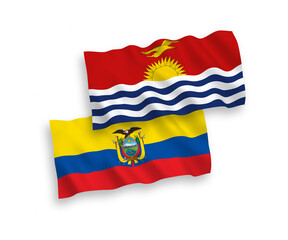 Flags of Republic of Kiribati and Ecuador on a white background