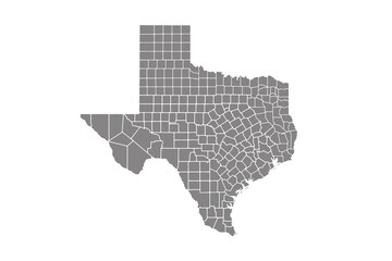 Fototapeta na wymiar Gray blank vector Texas of America map. Isolated on white background.