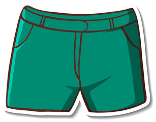 Sticker design with green shorts isolated