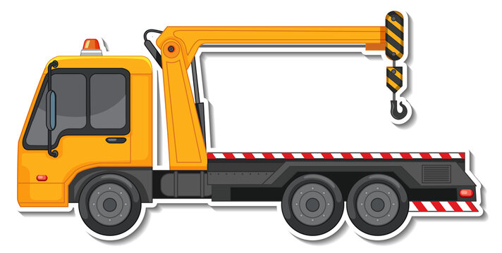 Sticker design with side view of tow truck isolated
