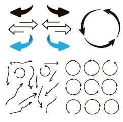Set of hand drawn arrows. Arrows doodle set