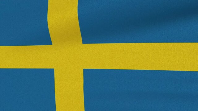 Loop Waving Flag Sweden Land 3D Closeup