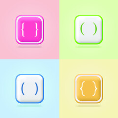 Curly braces. Icons Web. Button. 3D Vector Illustrations. Web banner. Modern design. 