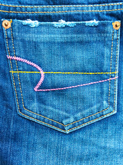 Pocket on jeans fashion denim fabric background