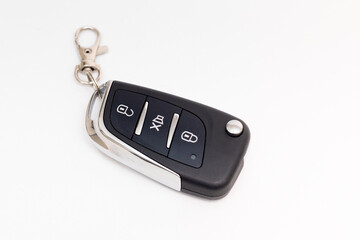 car remote control with key isolated on white background 