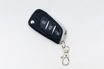 car remote control with key isolated on white background 