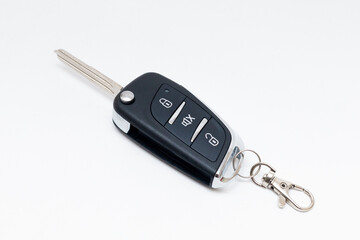 car remote control with key isolated on white background 