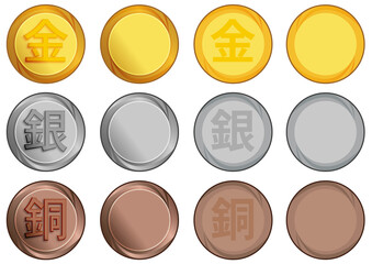 金、銀、銅メダルのイラスト