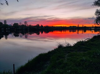 sunset over the river