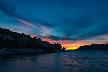 Zachód słońca na wyspie Korčula w Chorwacji