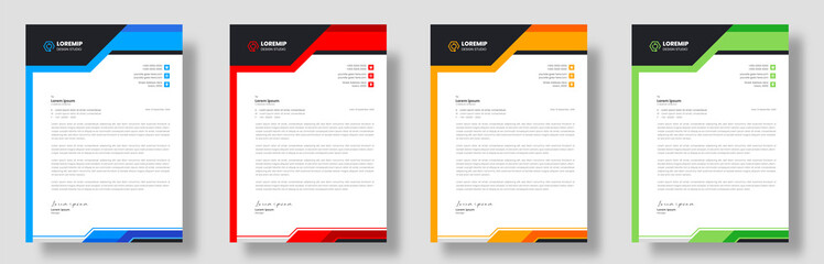 corporate modern letterhead design template with yellow, blue, green, and red colors. creative modern letterhead design template for your project. letter head, letterhead, business letter head design.