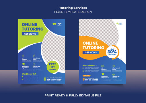 Tutoring service flyer, Online Tutoring Flyer, home tutor flyer, Teaching Online, after school flyer template or poster leaflet design