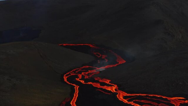 Lava forks flowing downhill - dark
