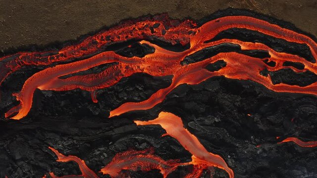 Epice lava forks flowing downhill - top down panning- part 9