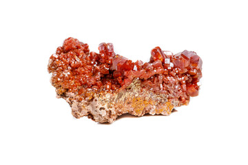 Macro mineral stone Vanadinite on a white background