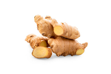 Fresh ginger on white background