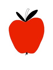 Juicy appetizing apple for print, stationery, design, periodicals. In the cafe, the nursery, the kitchen. Bright accent.