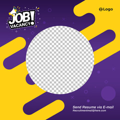Recruitment advertising template. Recruitment Poster, Job hiring poster, social media, banner, flyer. Digital announcement job vacancies layout on purple concept