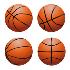 Set of realistic basketball balls. Sport equipment illustration on white background. Image JPG