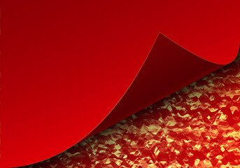 Abstract background in red with golden transitions. Vector illustration.