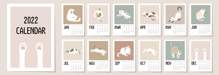 Calendar 2022. Yearly Planner with all Months.