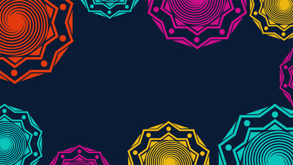 Vector. Web banner, poster, cover, splash screen, social media with place to place your text. Perforated bright patterns Papel Picado pattern on a color background. Hispanic Heritage Month.