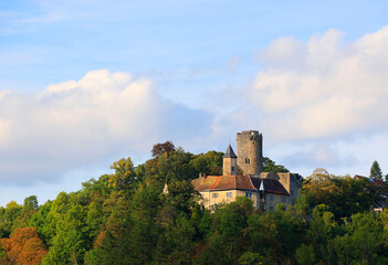 Fototapeta na wymiar The medieval Castle Krautheim, Hohenlohe, Baden-Württemberg in Germany