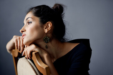 Fototapeta premium pretty woman posing model attractive look decoration smile lifestyle studio