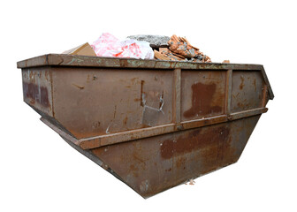 Brown old skip (dumpster) for municipal waste or industrial waste