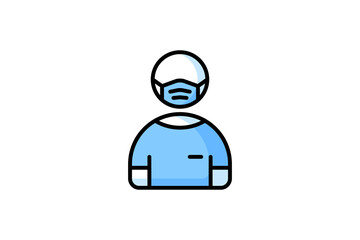 People icon wearing face mask. Personal protection equipment icons.