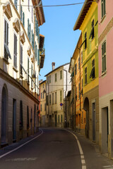 Naklejka na ściany i meble Street of Gavi, historic city in Monferrato, Italy