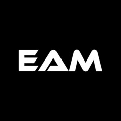 EAM letter logo design with black background in illustrator, vector logo modern alphabet font overlap style. calligraphy designs for logo, Poster, Invitation, etc.