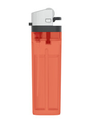 Plastic transparent classic lighter isolated on white background