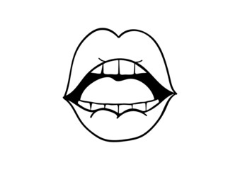 drawing of lips on white background