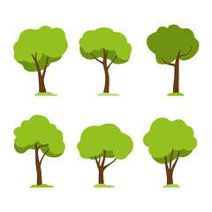 Set of vector stylized trees. Flat design style. - 456932715